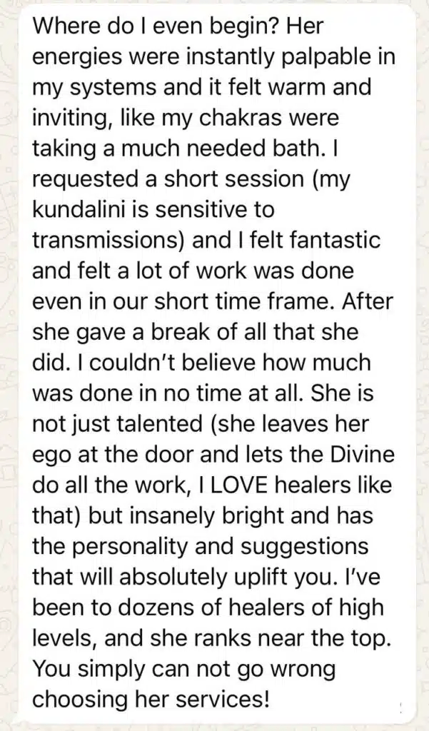 Testimonials for Catherine Vincent, Intuitive Energy Healer